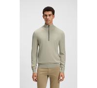 BOSS Logo-patch zip-neck sweater in cotton and cashmere - Style Kanobix_S, 50527585 Natural S