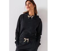 BOSS Logo Print Hoodie With Signature Stripe Cords - Black, Black, Size Xl, Women Black