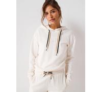 BOSS Logo Print Hoodie With Signature Stripe Cords, Cream, Size Xs, Women Cream