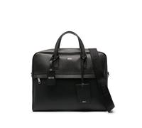BOSS logo-stamp leather laptop bag - Black One Size