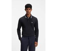 BOSS Long-sleeved cotton piqué polo shirt - Style Plisy, 50536609 Dark Blue 5XL