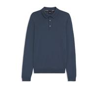 BOSS Long-sleeved knit polo sweater in Italian virgin wool - Style Lancione, 50476355 Blue L
