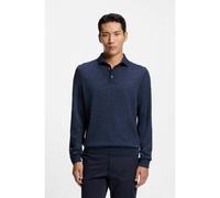 BOSS Long-sleeved knit polo sweater in Italian virgin wool - Style Lancione, 50476355 Dark Blue XL