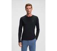 BOSS Long-sleeved T-shirt in cotton with woven logo patch - Style Tacks, 50512111 Dark Blue M