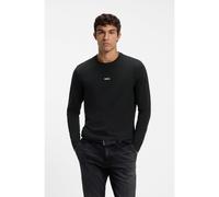 BOSS Long-sleeved T-shirt in stretch cotton with logo print - Style TChark, 50473286 Black L