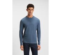 BOSS Long-sleeved T-shirt in stretch cotton with logo print - Style TChark, 50473286 Blue XXXL