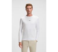 BOSS Long-sleeved T-shirt in stretch cotton with logo print - Style TChark, 50473286 White XXXL