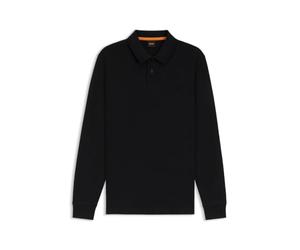 BOSS Longsleeve-Poloshirt Aus Baumwolle Mit Logo-Detail Black