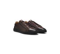 BOSS Low-cut trainers in premium brushed leather - Style Gary_L_Tenn_buqtad, 50578735 Dark Brown 9