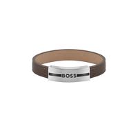 Boss Luke Brown Leather Bracelet with Stainless Steel Closure - S
