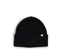 BOSS Mens Magico R Embroidered-logo beanie hat in cotton and wool