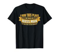 Boss Man - I Run This Place. Fun Landlord, Pub, Bar Owners T-Shirt