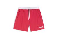 BOSS Medium-Length Swim Shorts with Contrast Details Red