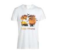 BOSS Men White Cotton t-Shirt top Seagull Sunset Beach Motif Tuck 50194647 XL