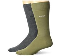 BOSS Men's 2-Pack Bold Logo Solid Pack of 2 Pairs of Plain Cotton Socks Including, Artichoke Green/Medium Grey, 7-13