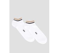 BOSS Mens 2 Pack Signature Stripe Ankle Sweat Socks, White, Size 43-46, Men White