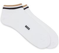 BOSS Mens 2P AS Uni stripe CC Two-pack of ankle-length socks with logo and sign