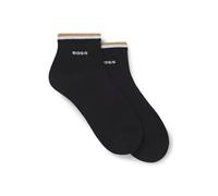 BOSS Mens 2P AS Uni stripe CC Two-pack of ankle-length socks with logo and signature stripe