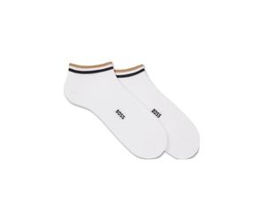 BOSS Mens 2P AS Uni stripe CC Two-pack of ankle-length socks with logo and signature stripe