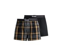 BOSS Mens 2P Boxer Shorts EW Two-Pack of Logo-Waistband Pyjama Shorts in Cotton poplin