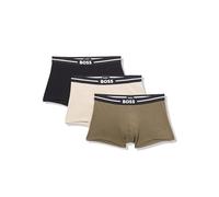 BOSS Men's 3 Pack Bold Logo Cotton Stretch Trunks, Cream/Pewter Green/Black, S (Pack of 3)