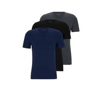 BOSS Men's 3-Pack Classic Logo Cotton T-Shirt, Blue Navy Dark Grey Soil Black, Medium