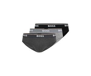 BOSS Men's 3-Pack Classic Regular Fit Stretch Briefs, Gray/Charcoal/Black, L (Pack of 3)