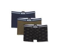 BOSS Men's 3-Pack Multi Design Trunks Swim, Bold Logo Black/Olive/Captain Navy, S