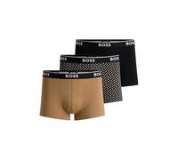 BOSS Mens 3 Pack Power Boxer Shorts AOP/Beige/Black L