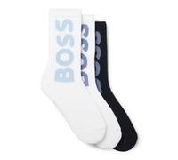 BOSS Three-pack of short socks with large logos - Style 3P QS Rib Logo CC, 50524259 White / Blue 5.5-8