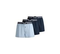 BOSS Mens 3P Woven Boxer Three-Pack of Pyjama Shorts in Cotton poplin
