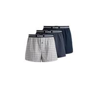 BOSS Mens 3P Woven Boxer Three-Pack of Pyjama Shorts in Cotton poplin