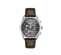 BOSS Men's 44mm Chronograph Quartz Watch Champion Collection with Stainless Steel or Leather Bracelet, Date Function, 3 Sub-Dials, 10ATM Water Resistance