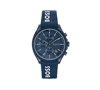 BOSS Men's 44mm Chronograph Quartz Watch Velocity Collection with Silicone Strap, Date Function, 3 Sub-Dials, 5ATM Water Resistant