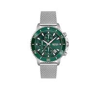 HUGO BOSS HB1513905 Admiral Green Dial Stainless Steel Chrono Mens Watch 46mm