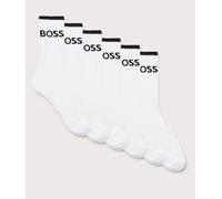 BOSS Six-pack of ribbed short socks in a cotton blend - Style 6P QS Stripe CC, 50510168 White 9-11