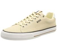 BOSS Mens Aiden Tenn Cotton-Canvas Trainers with Signature-Stripe Trim Size 6 White