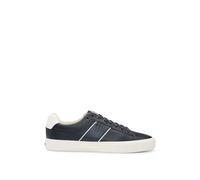 BOSS Mens Aiden Tenn Faux-Leather Trainers with Grained and Plain Textures Size 11 Dark Blue