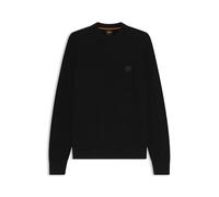 BOSS Mens Anion S Cotton-Cashmere Sweater with Logo Patch Black