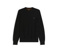 BOSS Mens Anion S Cotton-Cashmere Sweater with Logo Patch Black