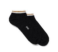 BOSS Mens Ankle Signature stripe Socks Two Pack Black BLACK 39-42