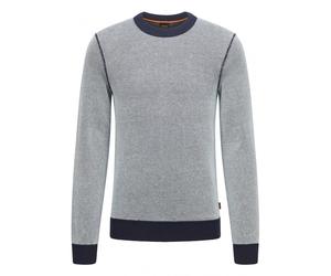 BOSS Mens Antarolo Structured Cotton Jumper, Dark Blue Sweater DARK BLUE XXL