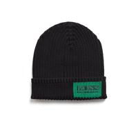 BOSS Mens Arebo Logo Beanie, Black Cotton Blend Hat BLACK O/S