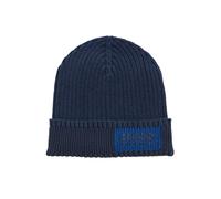 BOSS Mens Arebo Logo Beanie, Navy Cotton Blend Hat NAVY O/S