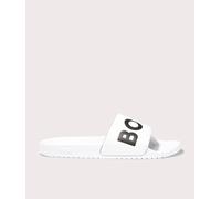 BOSS Aryeh Contrast Logo Sliders - White/Black, Natural, Size 8, Men Natural