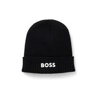 BOSS Mens Asic Beanie-X Logo-detail beanie hat in cotton and virgin wool