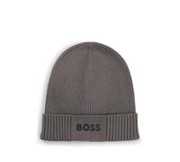 BOSS Mens Asic Beanie-X Logo-detail beanie hat in cotton and virgin wool