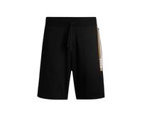 BOSS Mens Authentic Shorts Cotton-Terry Shorts with Stripe Print Black