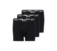BOSS Mens B-BoxerBr 3P Power Three-Pack of Stretch-Cotton Boxer Briefs with Logo waistbands Black