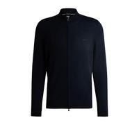 BOSS Mens Balonso-L Embroidered-Logo Knitted Cardigan in Virgin Wool Blue